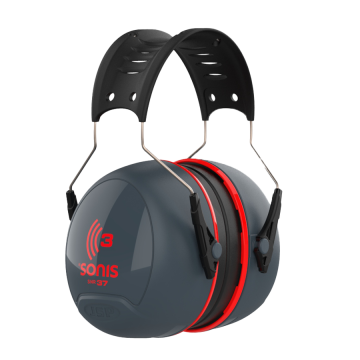 Sonis®3 Adjustable Ear Defenders 37dB SNR Grey/Red