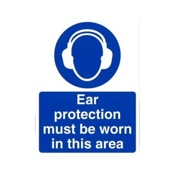Sign Foamex 210x297x4mm "Ear Protection Must Be Worn....."