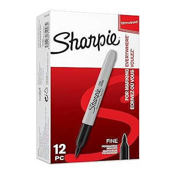 Sharpie Permanent Marker Pen Fine Black (12 Pack)
